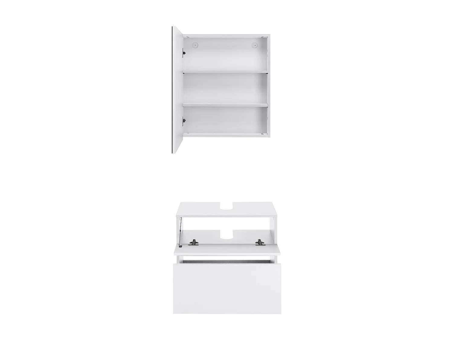 Wisla  | Set de salle de bain avec 2 armoires en aspect bois blanc