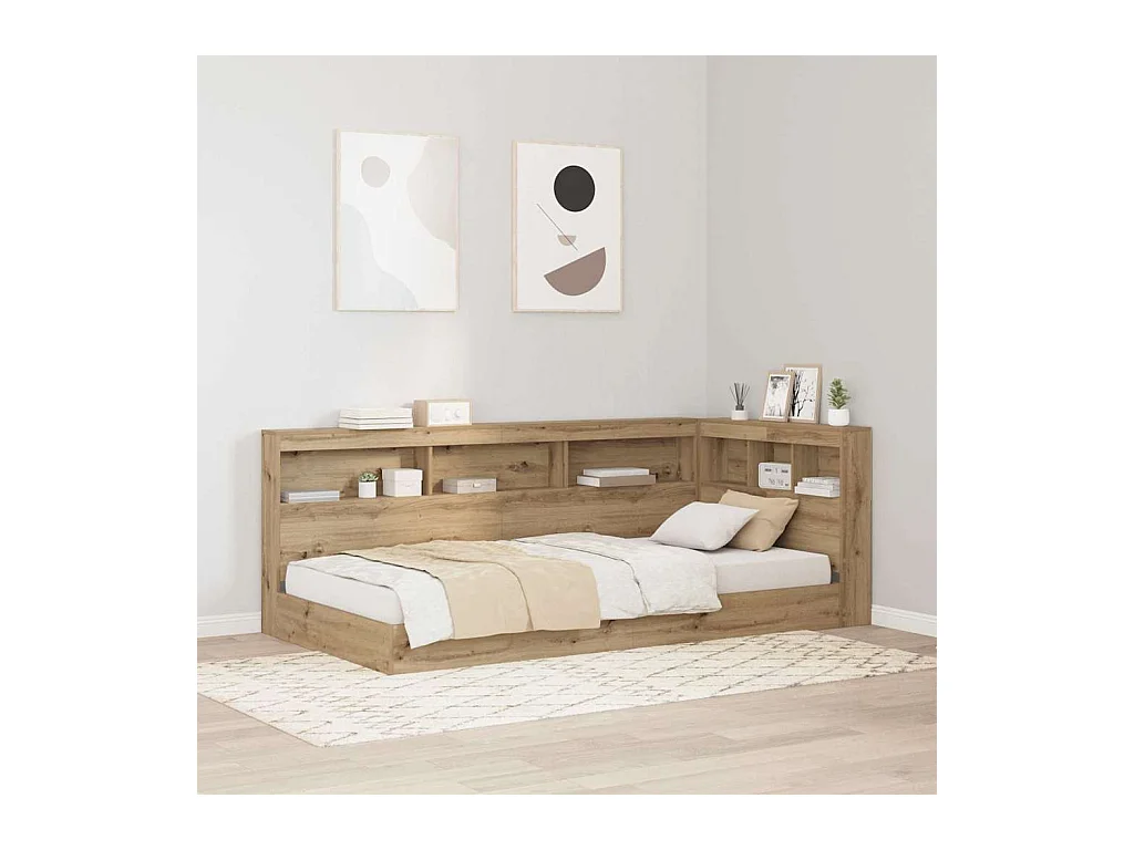 Tête de lit de rangement avec étagère chêne artisanal 80 cm