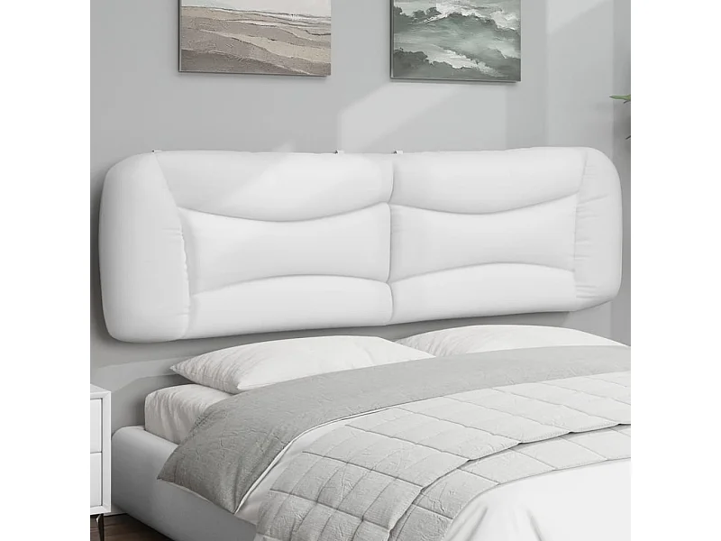 Cabecero de cama acolchado cuero sintético blanco 193 cm
