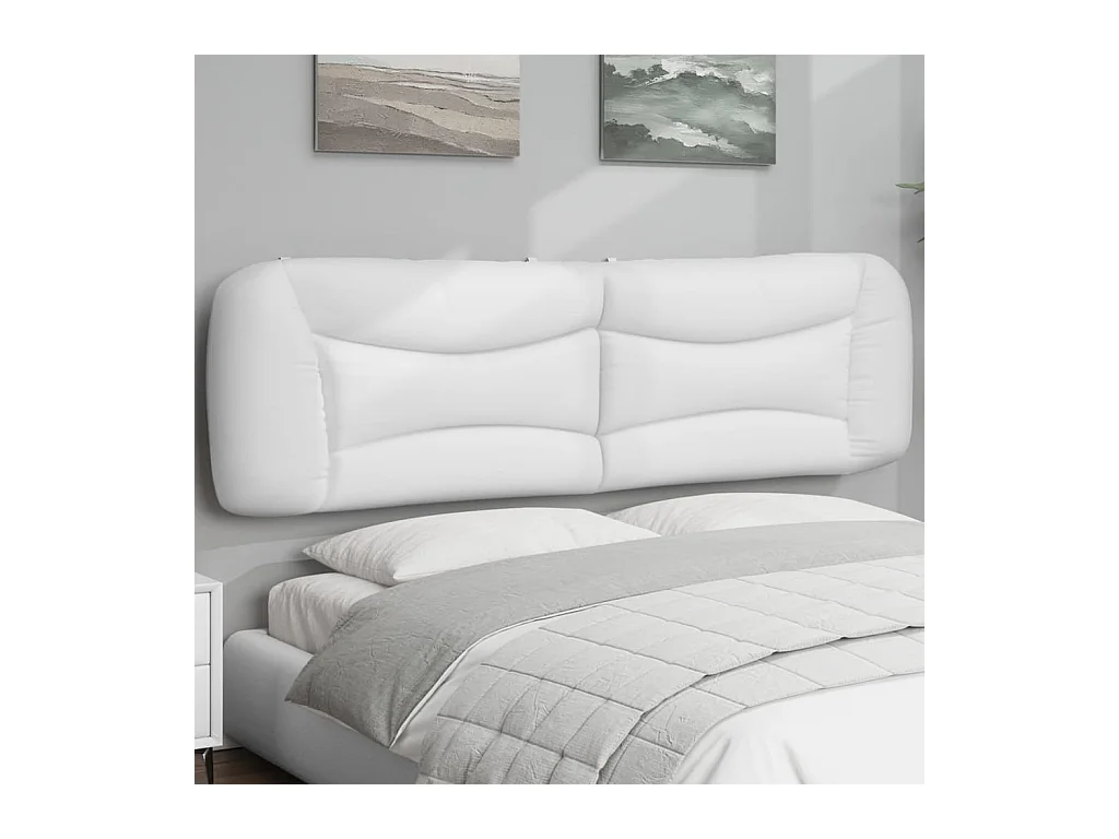 Cabecero de cama acolchado cuero sintético blanco 193 cm