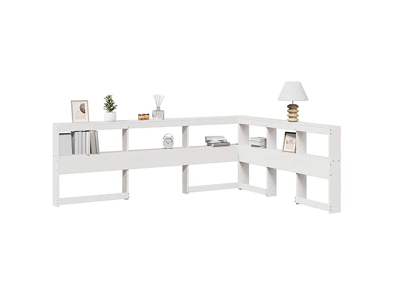 Tête de lit de bibliothèque en forme de L bois massif de pin