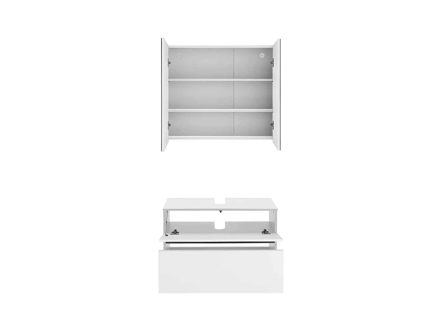 Wisla  | Set de salle de bain avec 2 armoires en aspect bois blanc