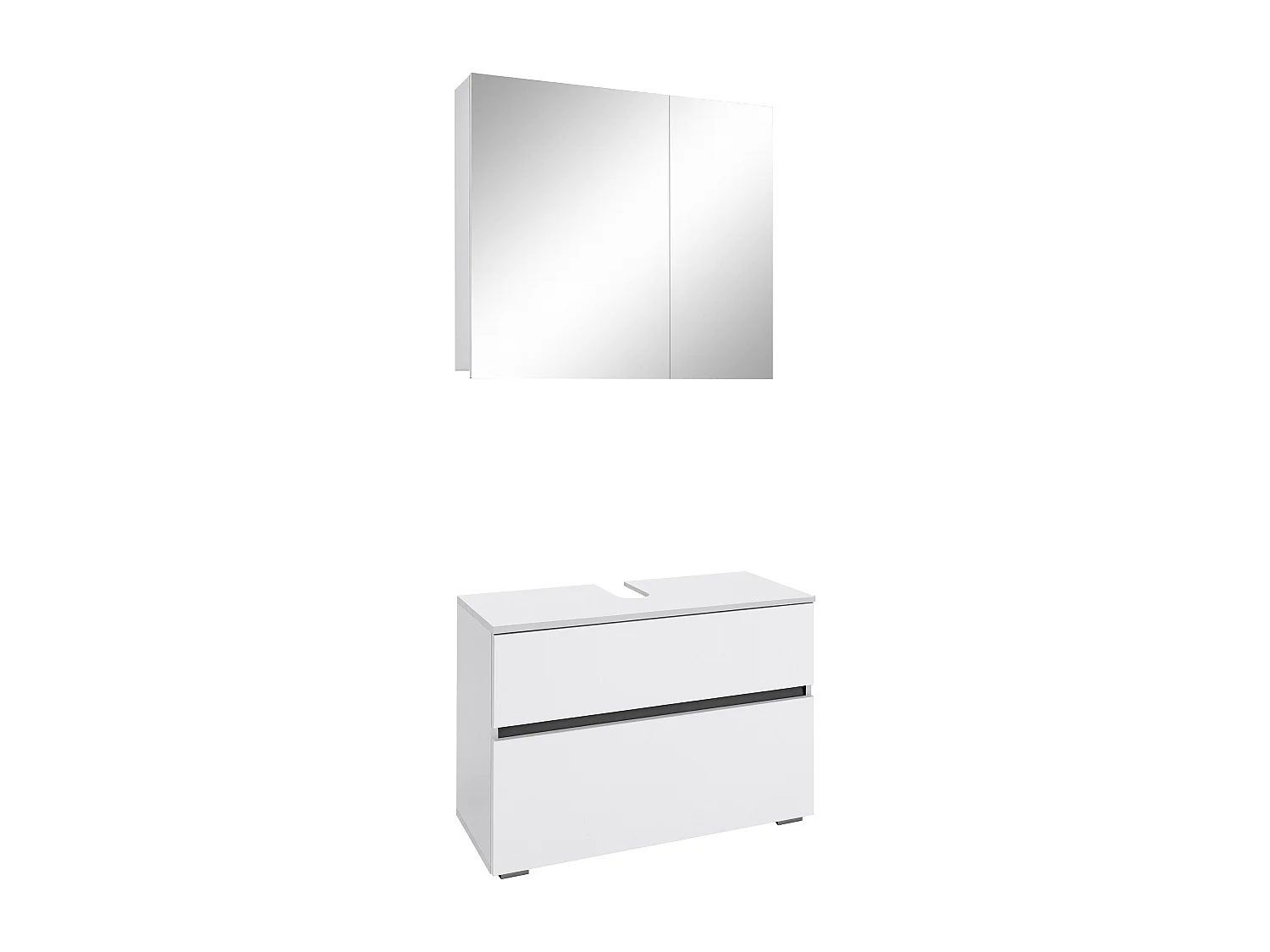 Wisla  | Set de salle de bain avec 2 armoires en aspect bois blanc