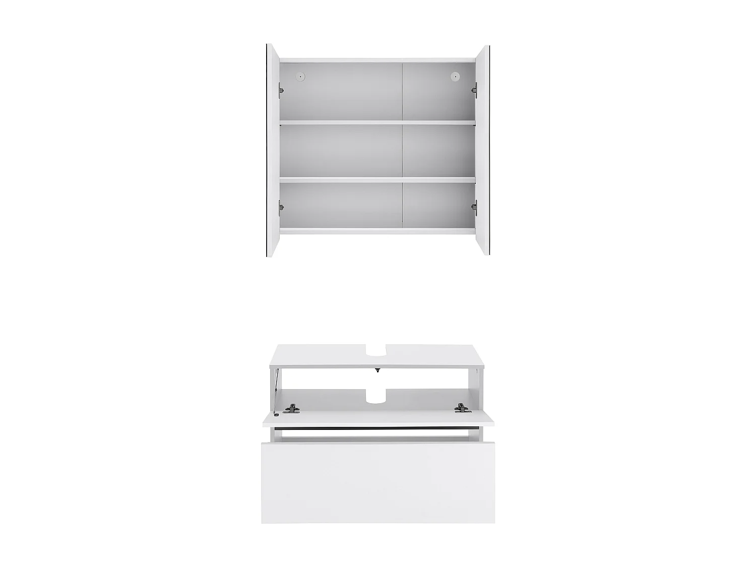 Wisla  | Set de salle de bain avec 2 armoires en aspect bois blanc