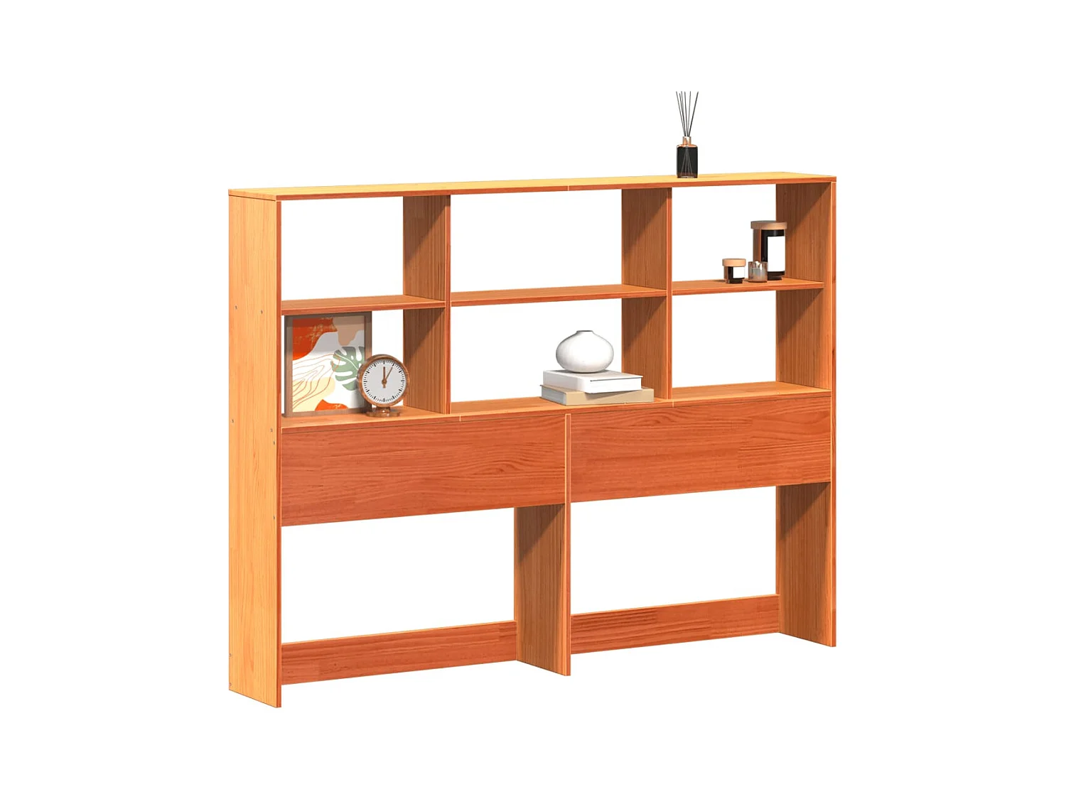 Tête de lit avec rangement cire marron 120cm bois massif de pin