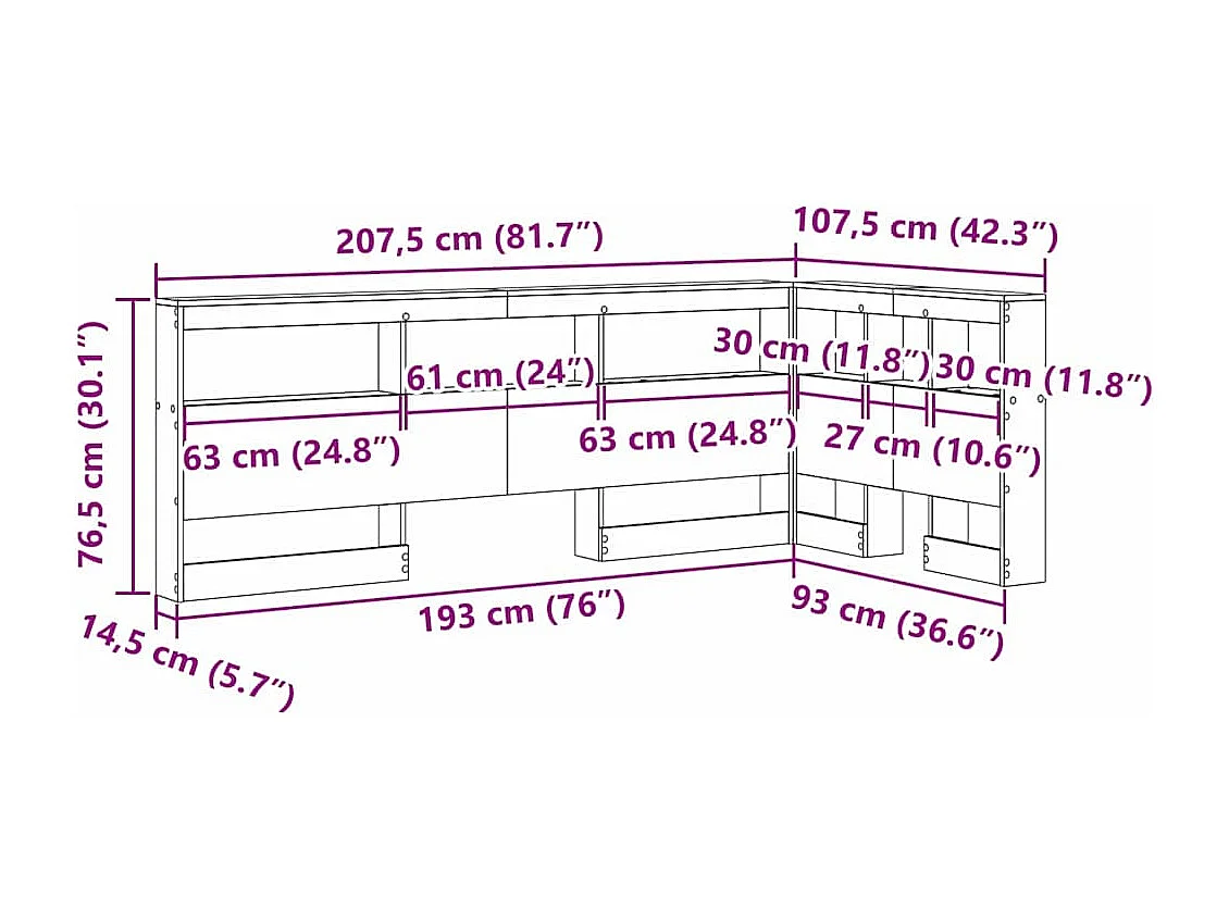 Cabecera de almacenamiento con estante Roble Sonoma 90 cm