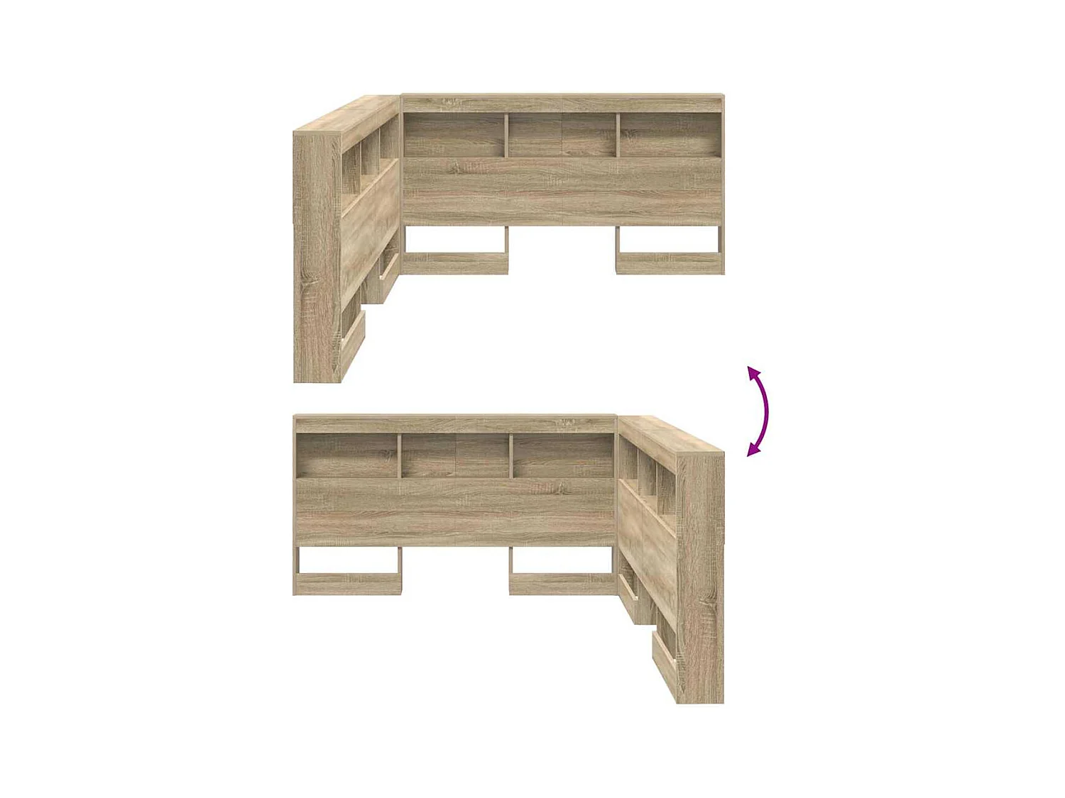 Cabecera de almacenamiento con estante Roble Sonoma 135 cm