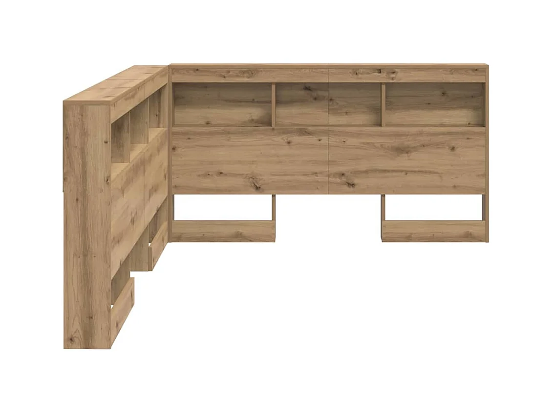 Tête de lit de rangement avec étagère chêne artisanal 150 cm