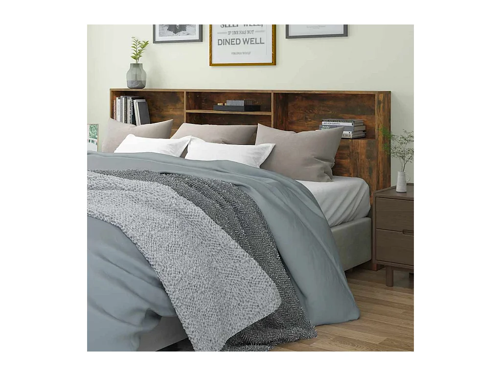 Armoire de tête de lit Chêne fumé 220x19x103,5 cm