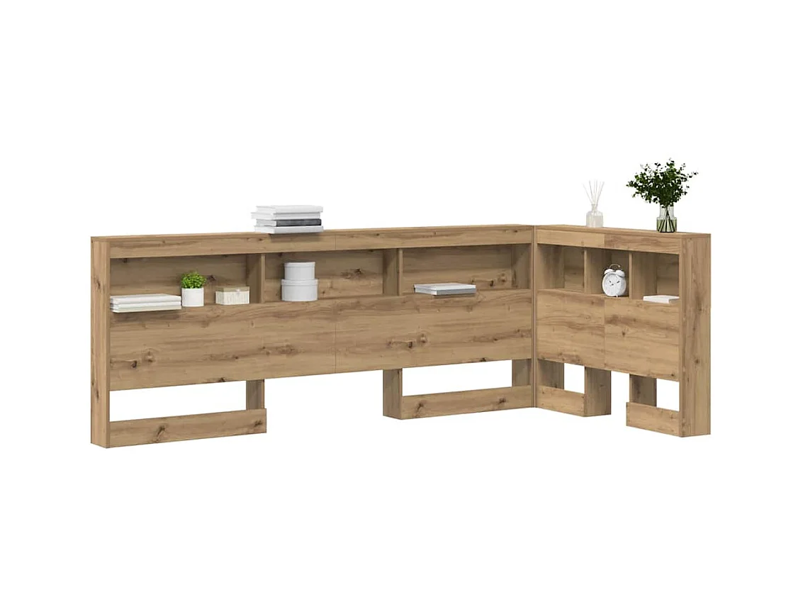 Tête de lit de rangement avec étagère chêne artisanal 90 cm