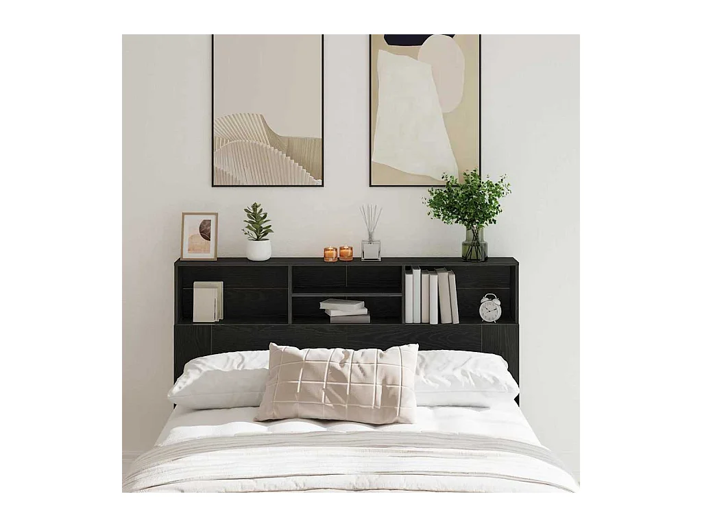 Cabecero de armario con estante Roble negro 160 x 19 x 103.5 cm