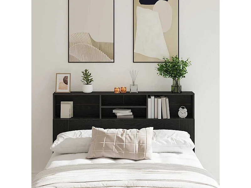 Cabeceira com Armário Carvalho preto 160 x 19 x 103.5 cm