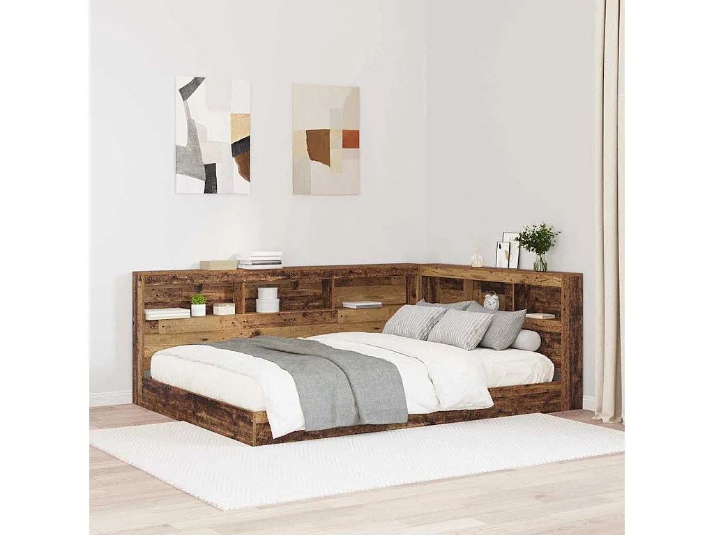 Cabecera de almacenamiento con estante Madera vieja 135 cm