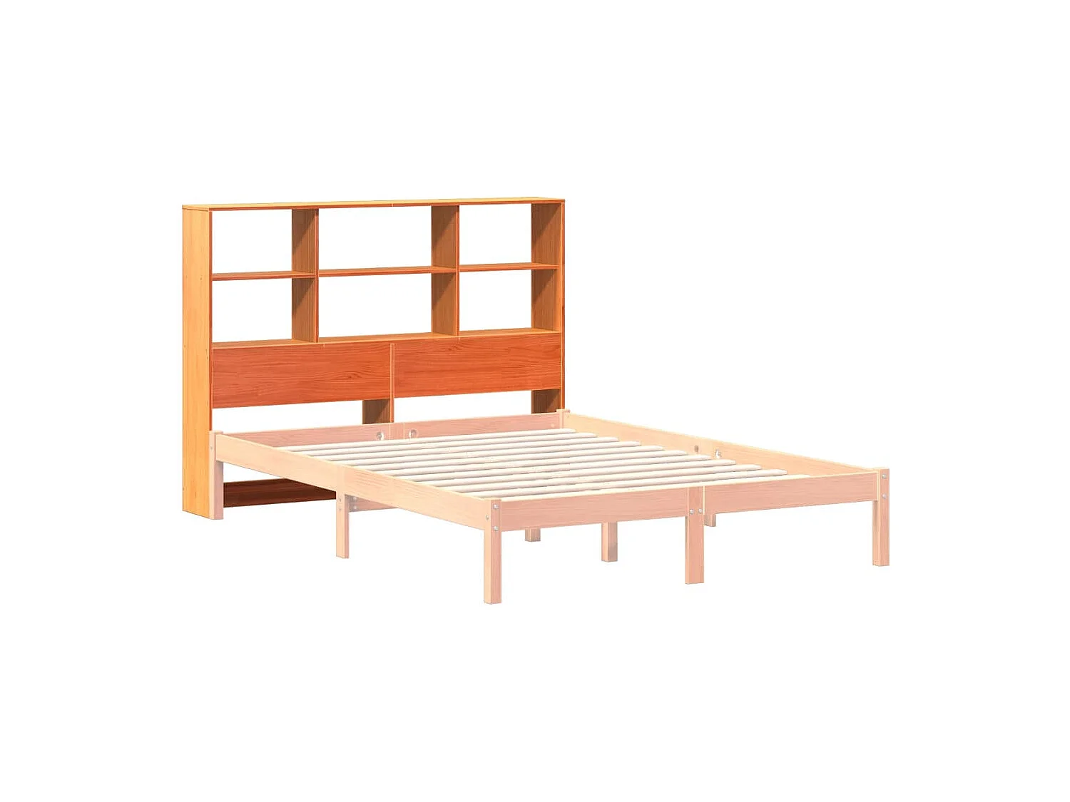 Hoofdbord met opbergruimte 135 cm massief grenenhout wasbruin