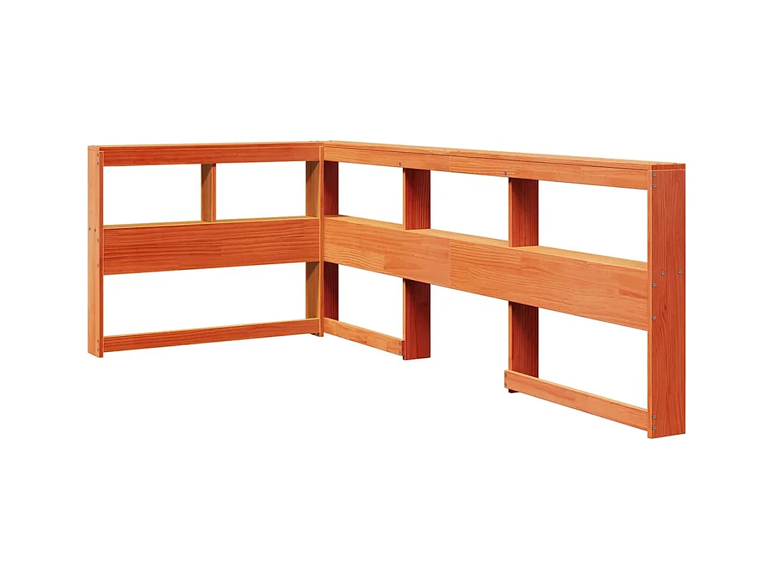 Tête de lit de bibliothèque en forme de L bois massif de pin