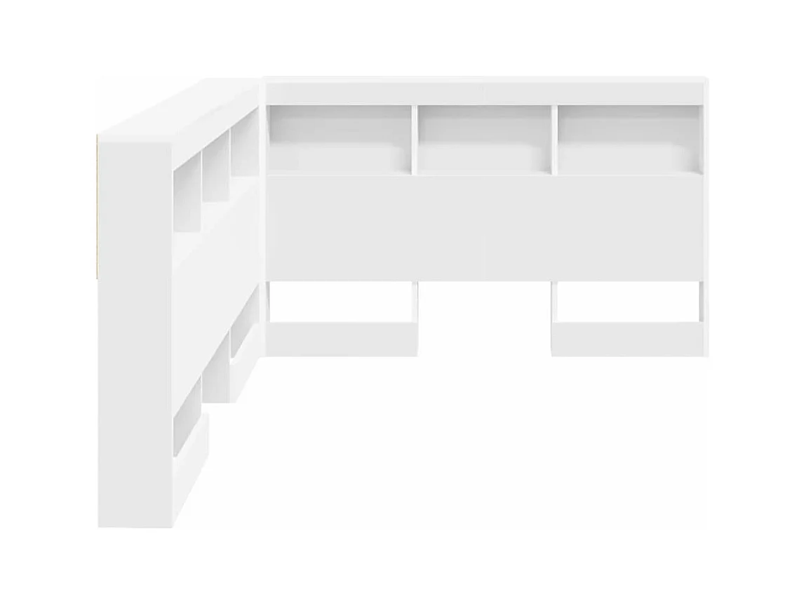 Opberghoofdbord met plank met opslag Wit 120 cm Bewerkt hout