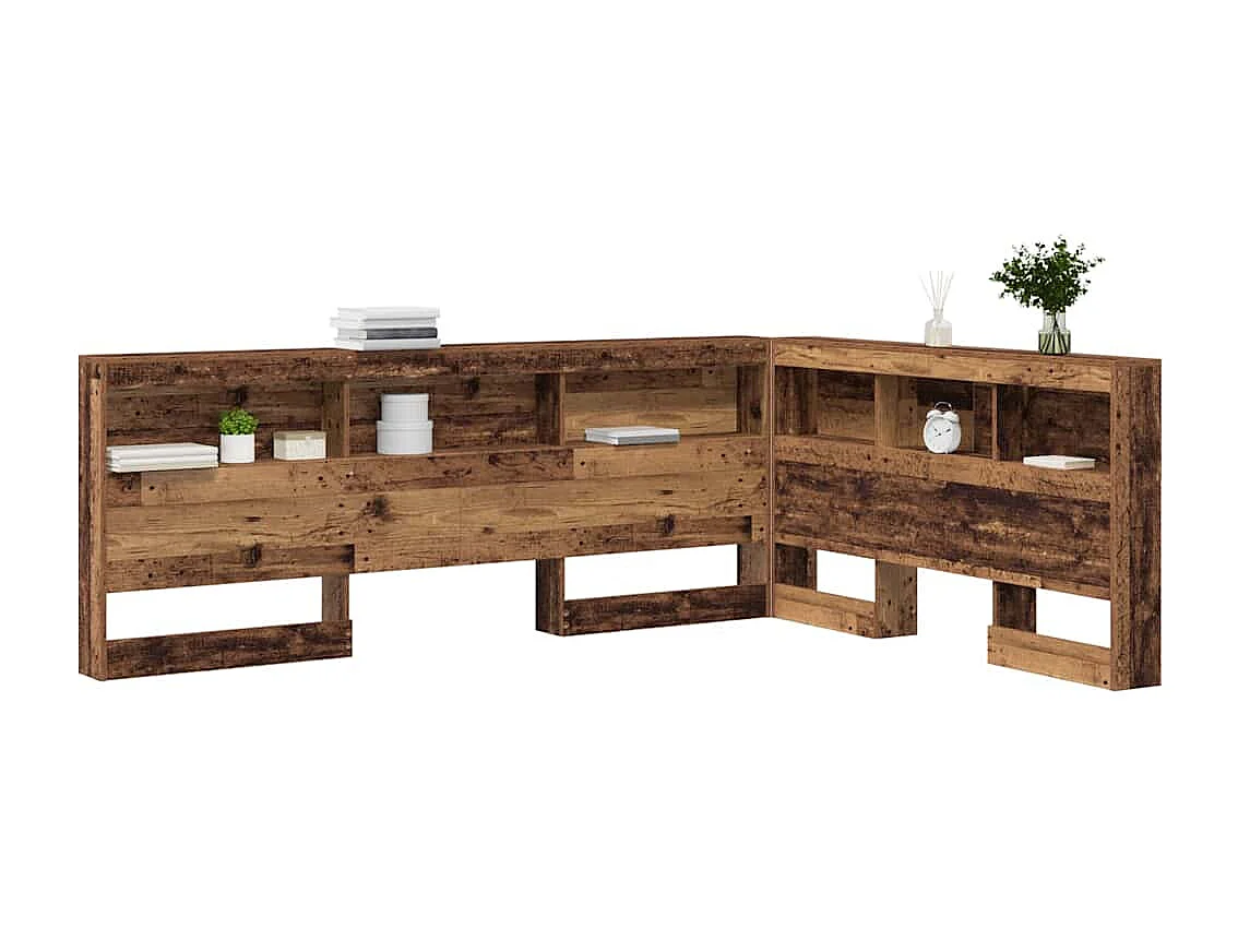 Opberghoofdbord met plank Oud hout 140 cm Bewerkt hout