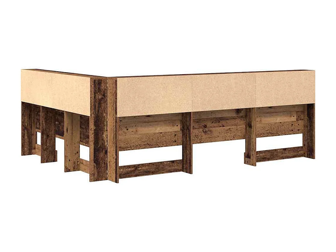 Opberghoofdbord met plank Oud hout 140 cm Bewerkt hout