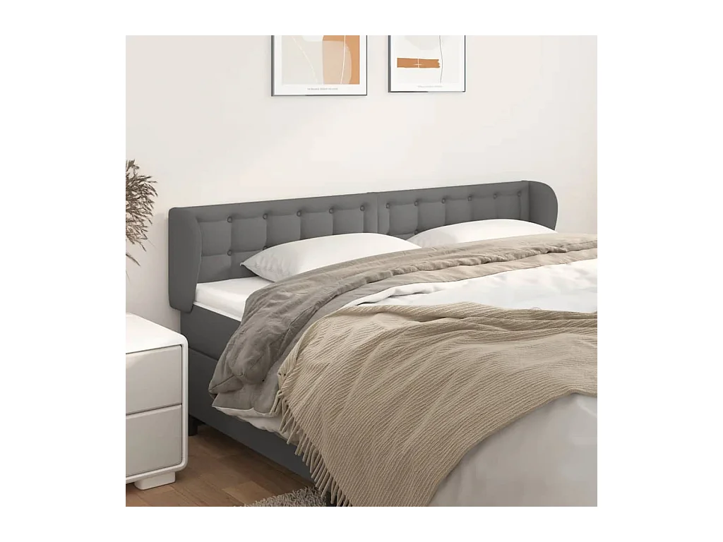 Tête de lit avec oreilles Gris 183x23x78/88 cm Similicuir