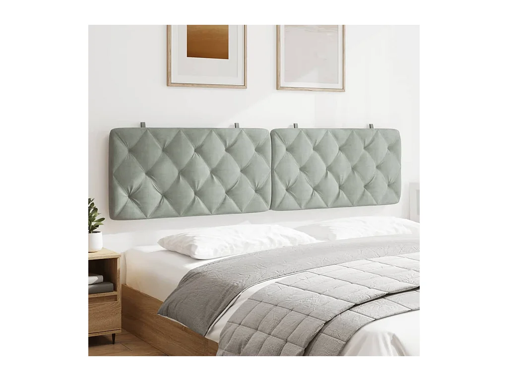Tête de lit gris clair 193 cm velours