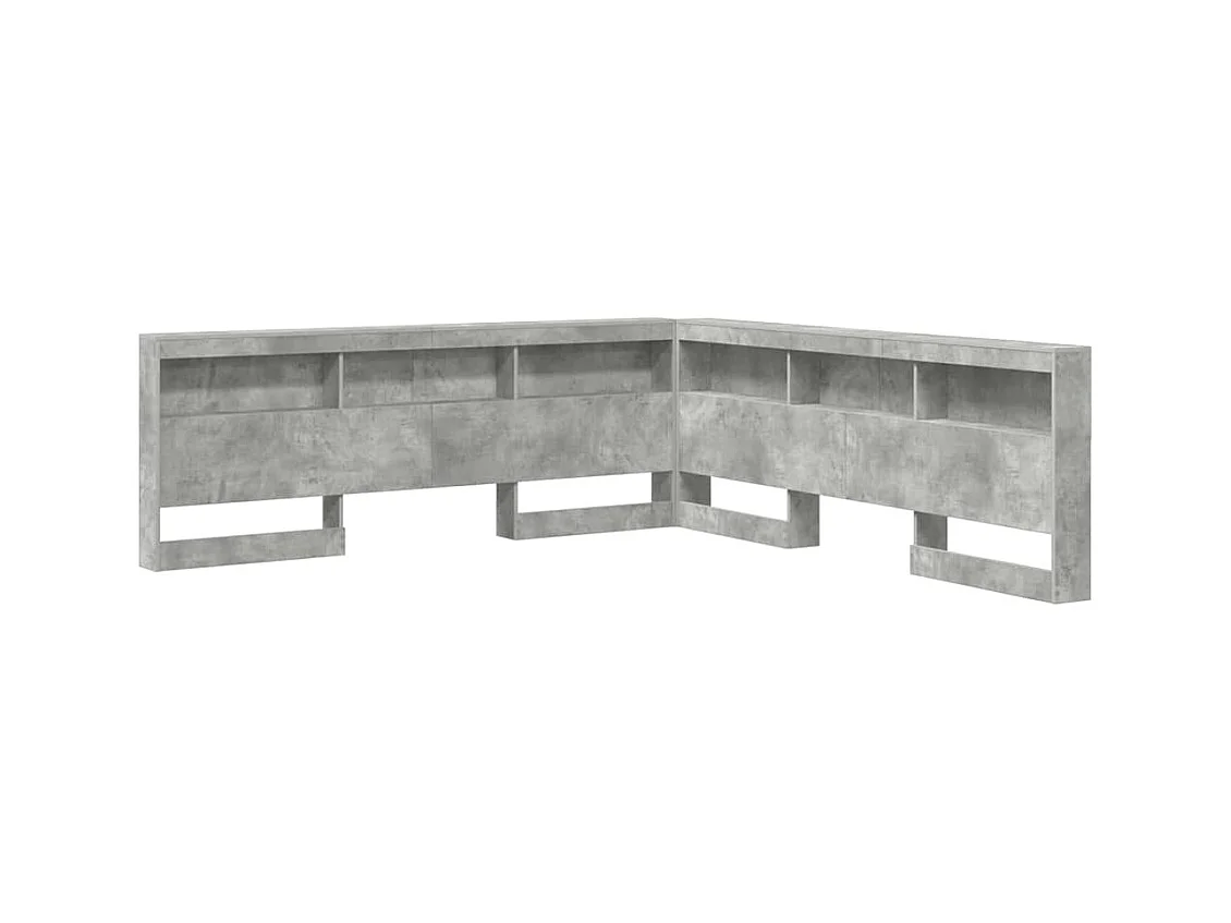 Tête de lit de rangement Gris béton 200 cm Bois d'ingénierie