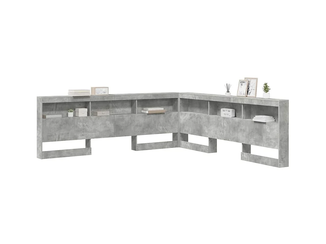 Tête de lit de rangement Gris béton 200 cm Bois d'ingénierie