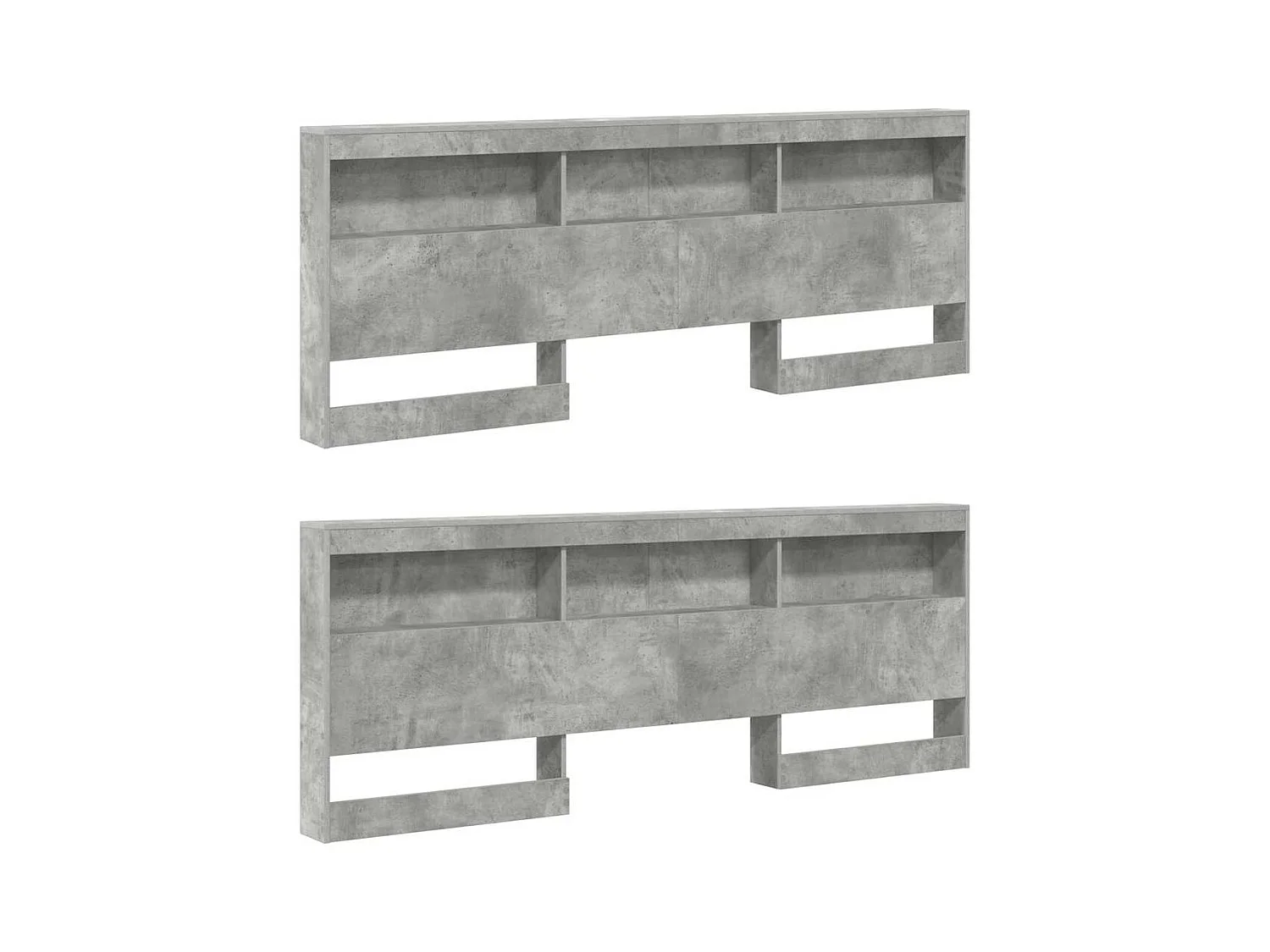 Tête de lit de rangement Gris béton 200 cm Bois d'ingénierie