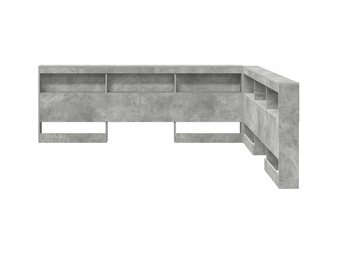 Tête de lit de rangement Gris béton 200 cm Bois d'ingénierie