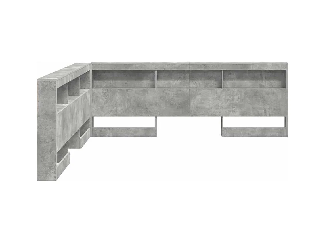 Tête de lit de rangement Gris béton 200 cm Bois d'ingénierie