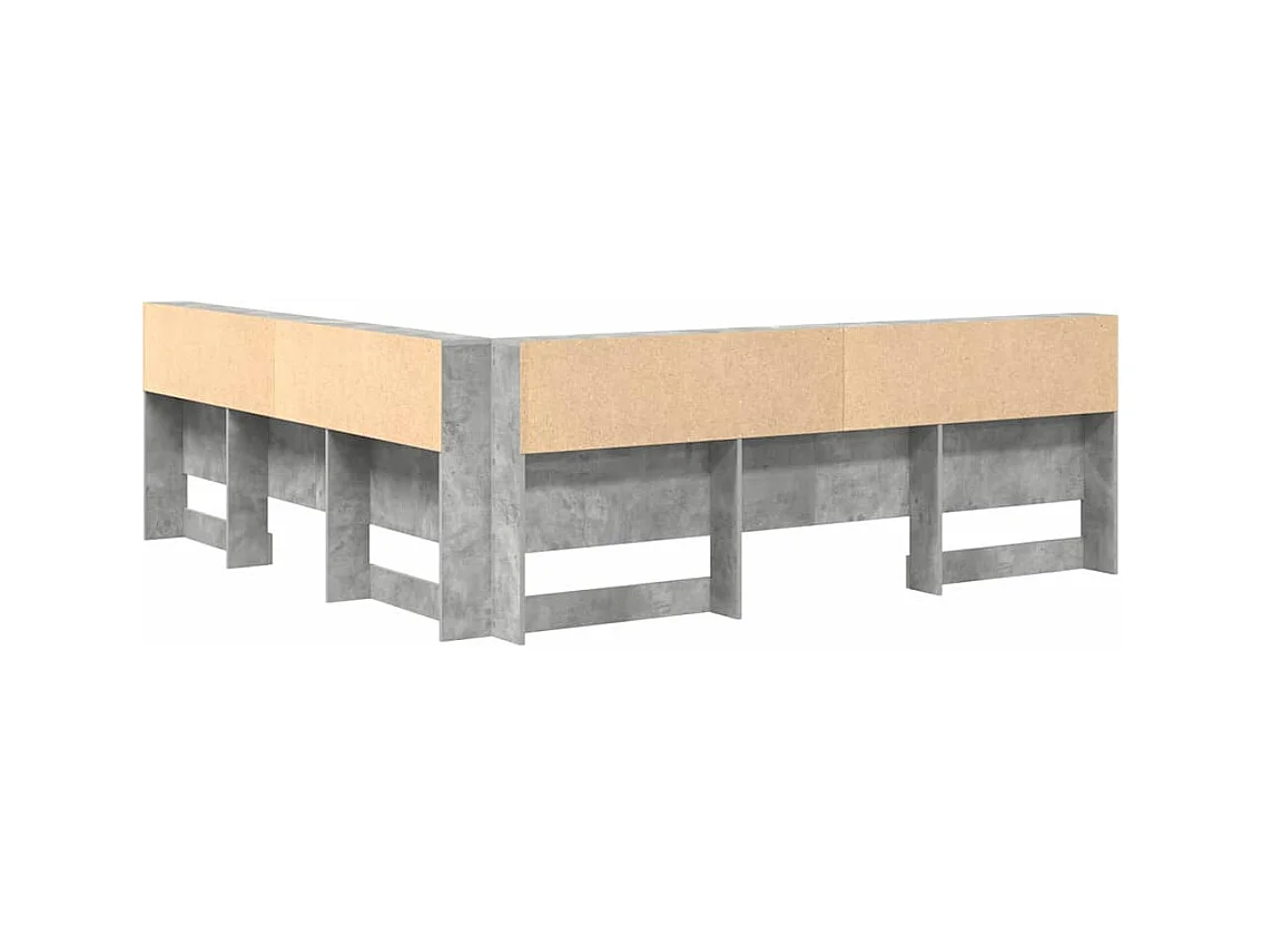 Tête de lit de rangement Gris béton 200 cm Bois d'ingénierie