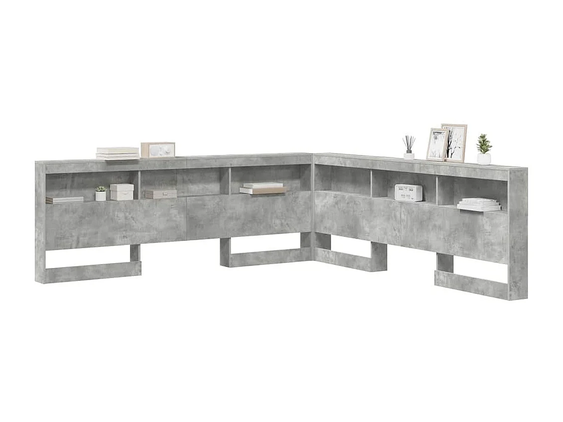 Tête de lit de rangement Gris béton 200 cm Bois d'ingénierie