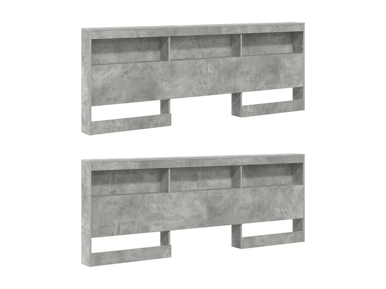 Tête de lit de rangement Gris béton 200 cm Bois d'ingénierie