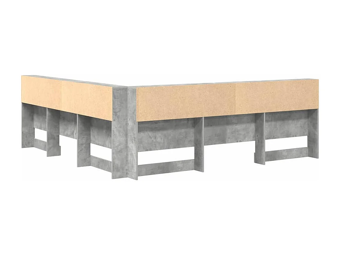 Tête de lit de rangement Gris béton 200 cm Bois d'ingénierie