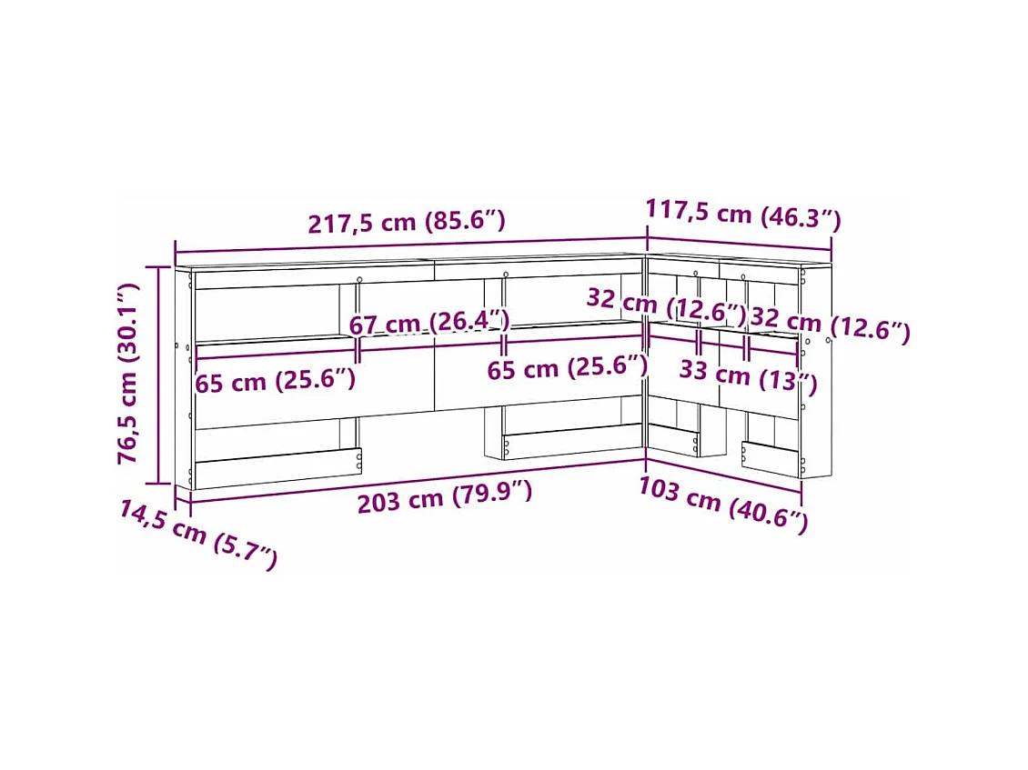 Tête de lit de rangement Chêne noir 100 cm Bois d'ingénierie
