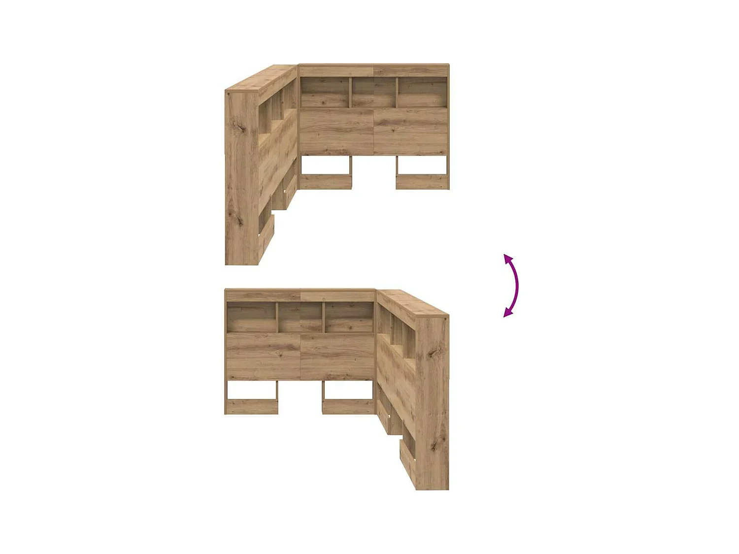 Tête de lit de rangement avec étagère chêne artisanal 75 cm