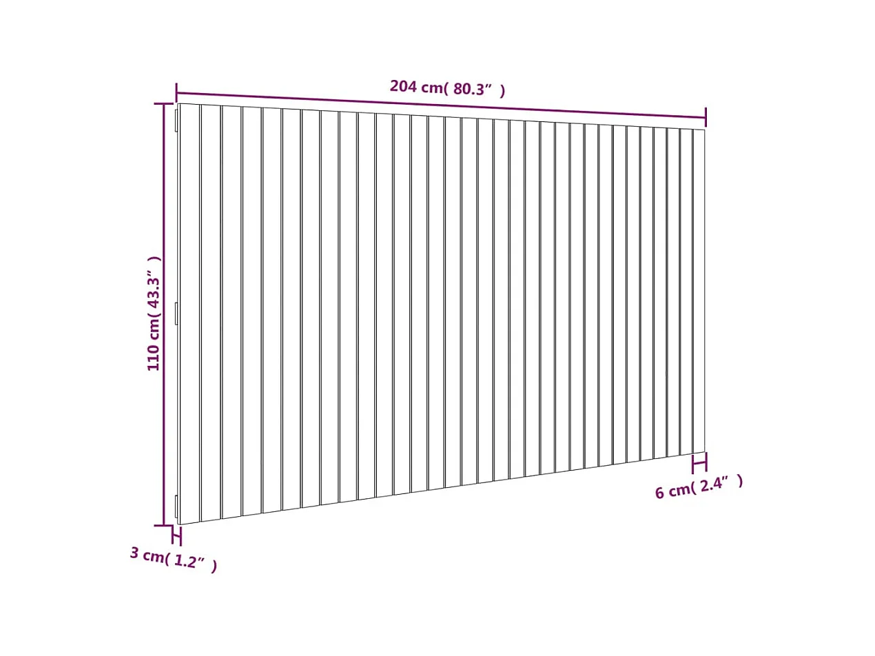 Tête de lit murale 204x3x110 cm Bois massif de pin