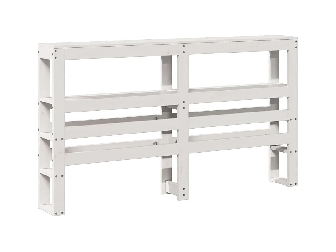 Hoofdbord met schappen 140 cm massief grenenhout wit
