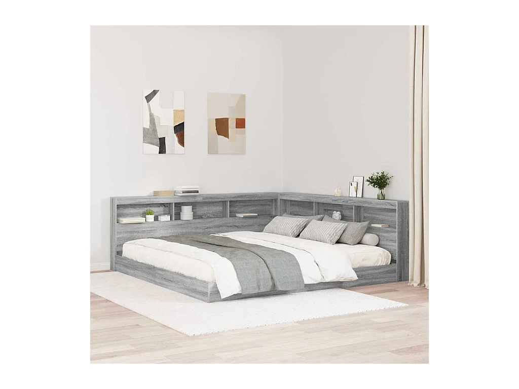 Tête de lit de rangement Sonoma gris 200 cm Bois d'ingénierie