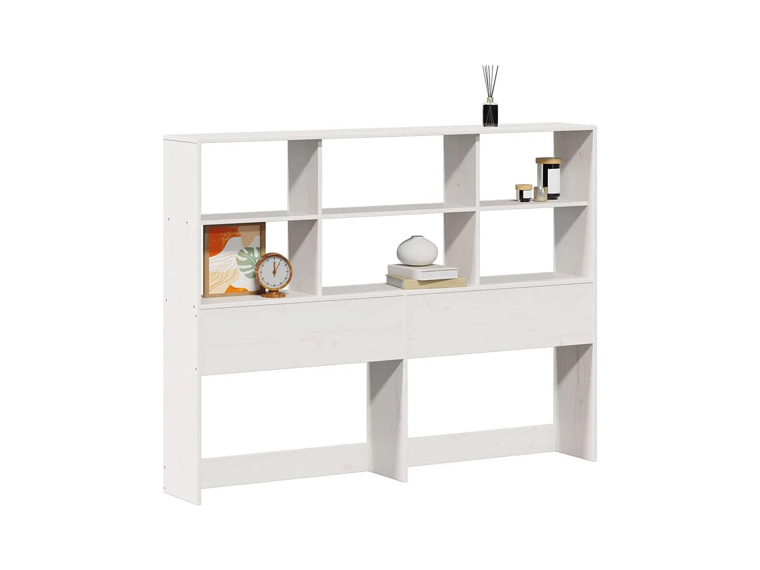 Cabecero de cama almacenaje madera maciza pino blanco 140 cm