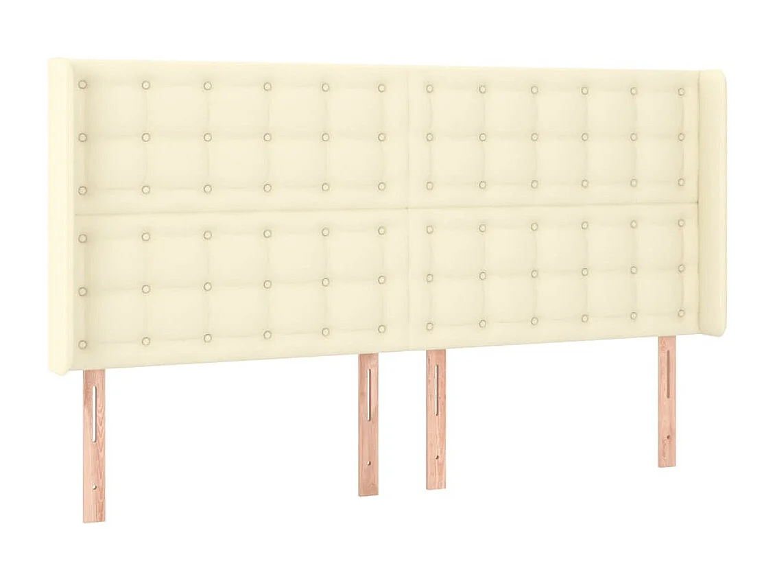 Tête de lit avec oreilles Crème 203x16x118/128 cm Similicuir