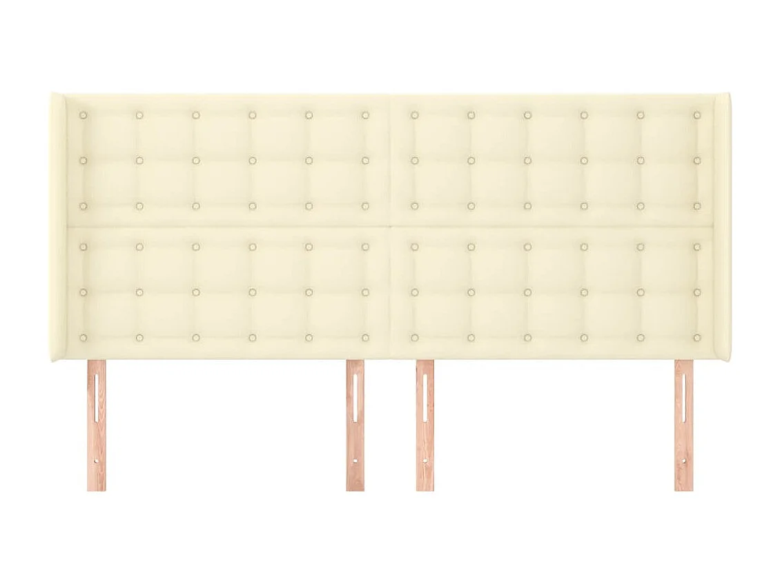 Tête de lit avec oreilles Crème 203x16x118/128 cm Similicuir