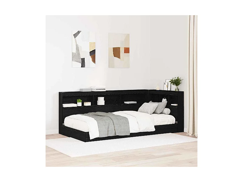 Cabecera de almacenamiento con estante Roble negro 75 cm