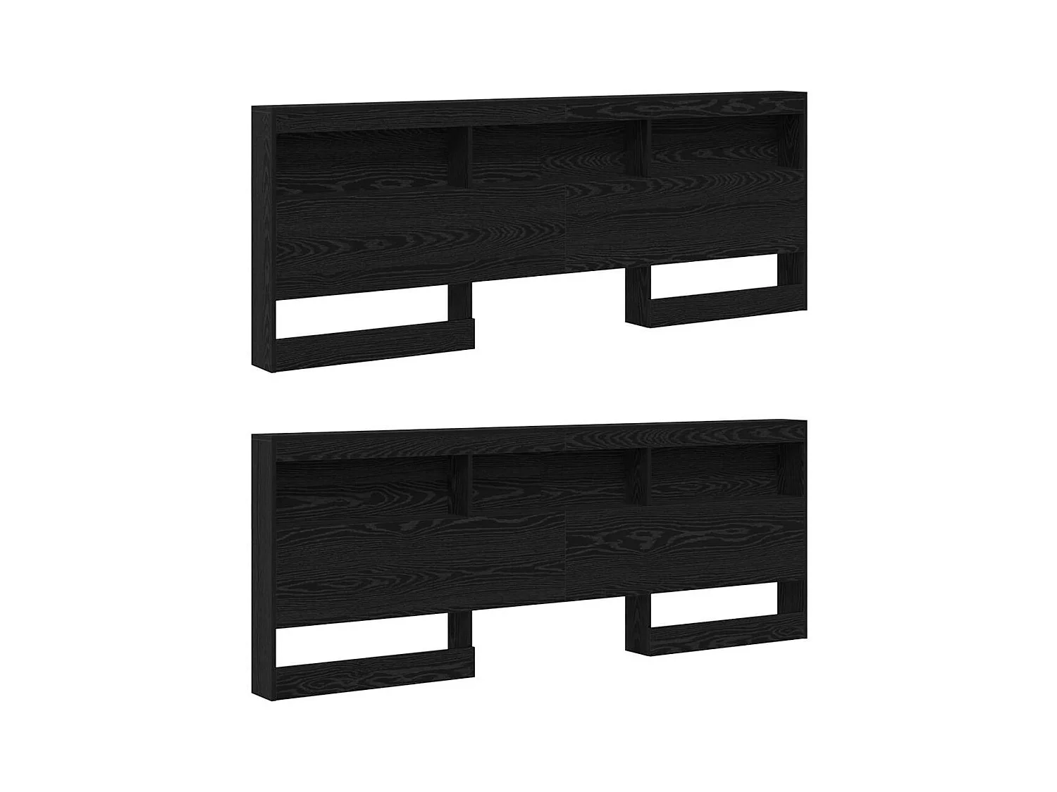 Opberghoofdbord met plank Zwart eiken 180 cm Bewerkt hout