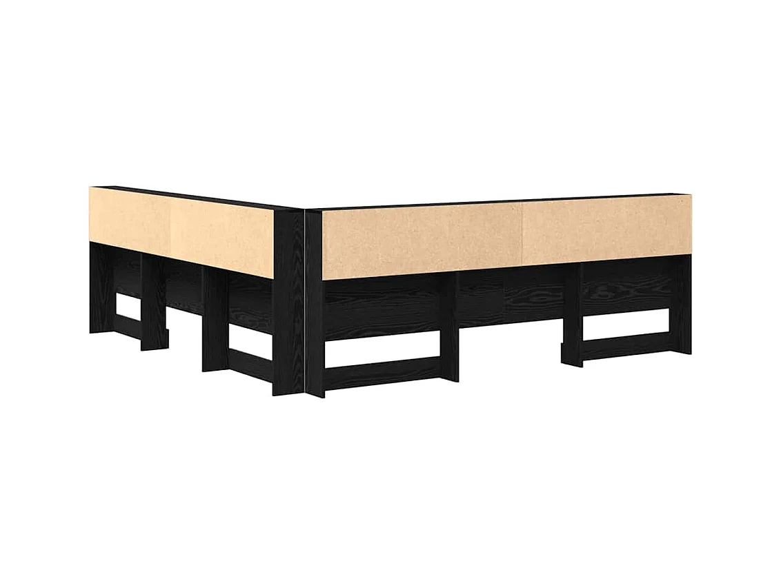 Opberghoofdbord met plank Zwart eiken 180 cm Bewerkt hout