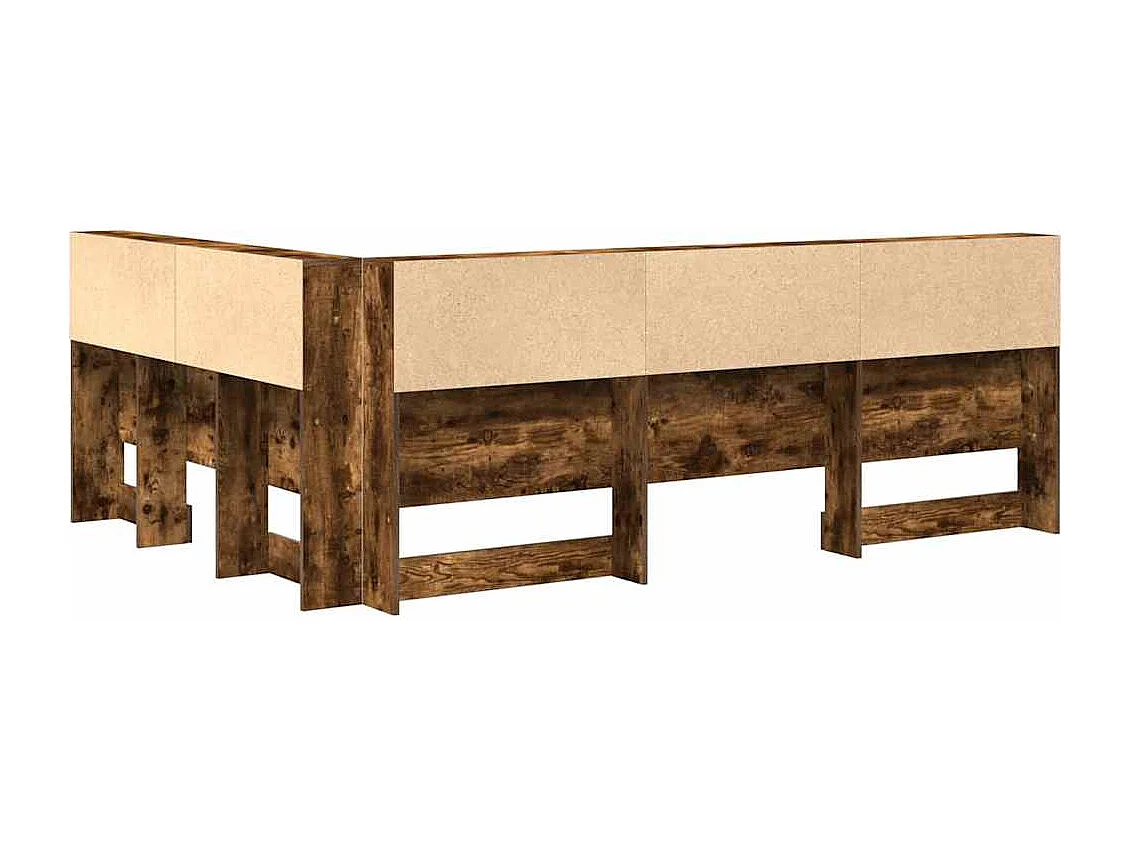 Cabecera de almacenamiento con estante Roble ahumado 150 cm