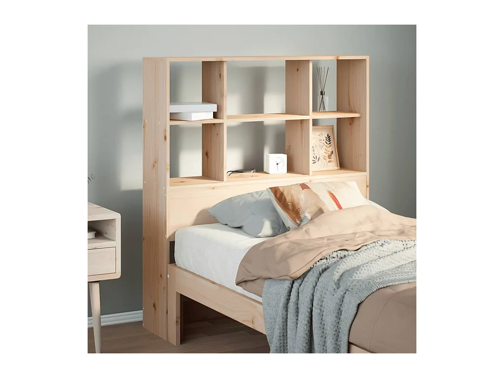 Tête de lit avec rangement 90 cm bois massif de pin