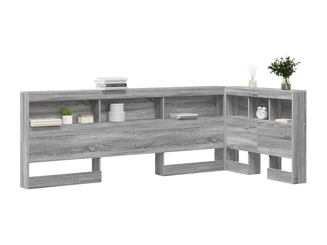 Cabecera de almacenamiento con estante Gris sonoma 90 cm