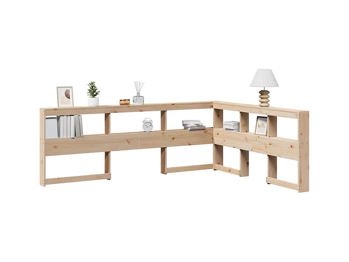 Cabecero librería en forma de L madera maciza de pino 135 cm