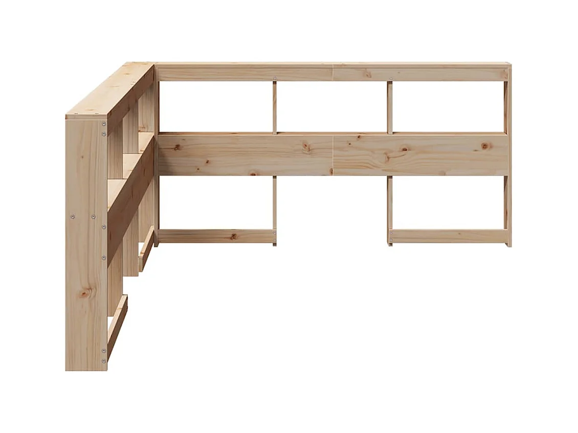 Cabecero librería en forma de L madera maciza de pino 135 cm