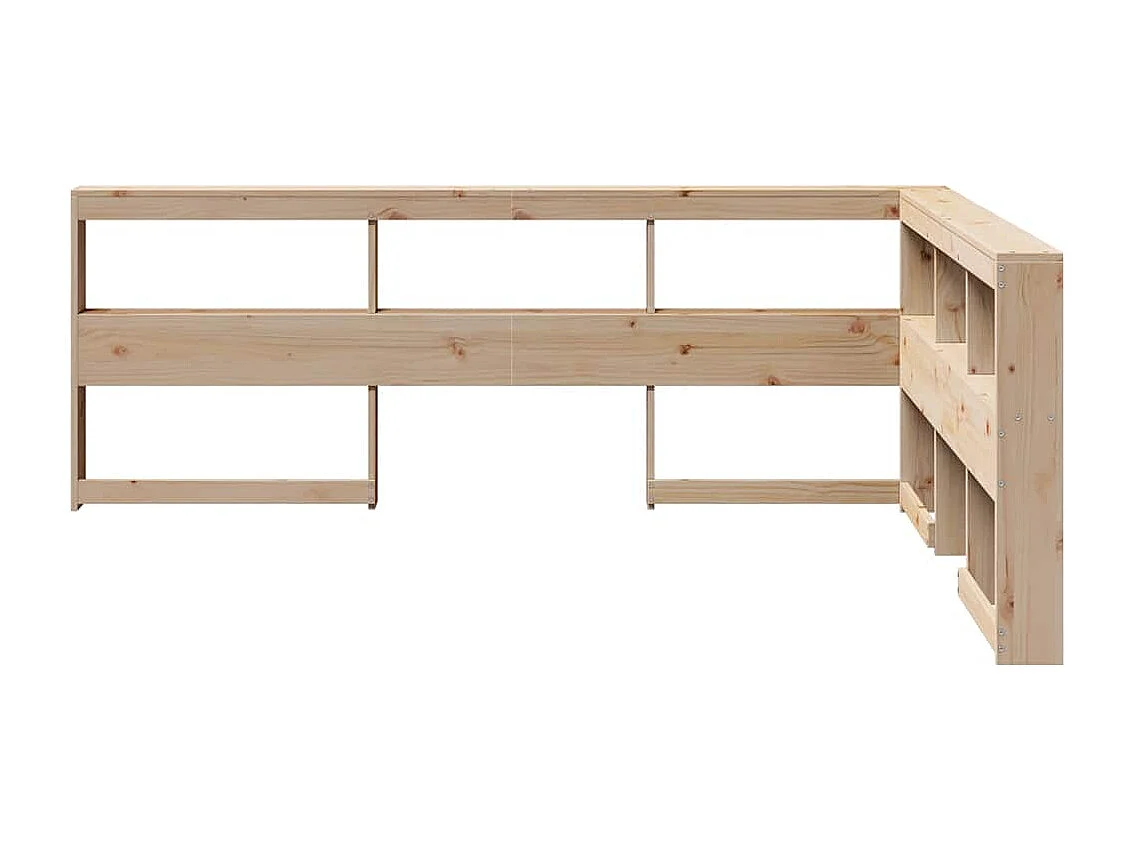 Tête de lit de bibliothèque en forme de L 135cm bois massif pin